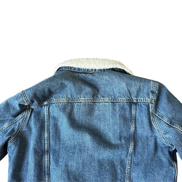 Gap Men's Sherpa Lined Medium Blue Denim Jean Trucker Jacket - Size Medium - Picture 7 of 9